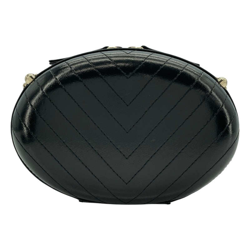 シャネル CHANEL Vステッチラウンドチェーンショルダーバッグ AS0204 27番台 ブラック GD金具 レザー レディース ショルダーバッグ