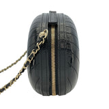 シャネル CHANEL Vステッチラウンドチェーンショルダーバッグ AS0204 27番台 ブラック GD金具 レザー レディース ショルダーバッグ