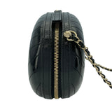 シャネル CHANEL Vステッチラウンドチェーンショルダーバッグ AS0204 27番台 ブラック GD金具 レザー レディース ショルダーバッグ