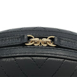 シャネル CHANEL Vステッチラウンドチェーンショルダーバッグ AS0204 27番台 ブラック GD金具 レザー レディース ショルダーバッグ