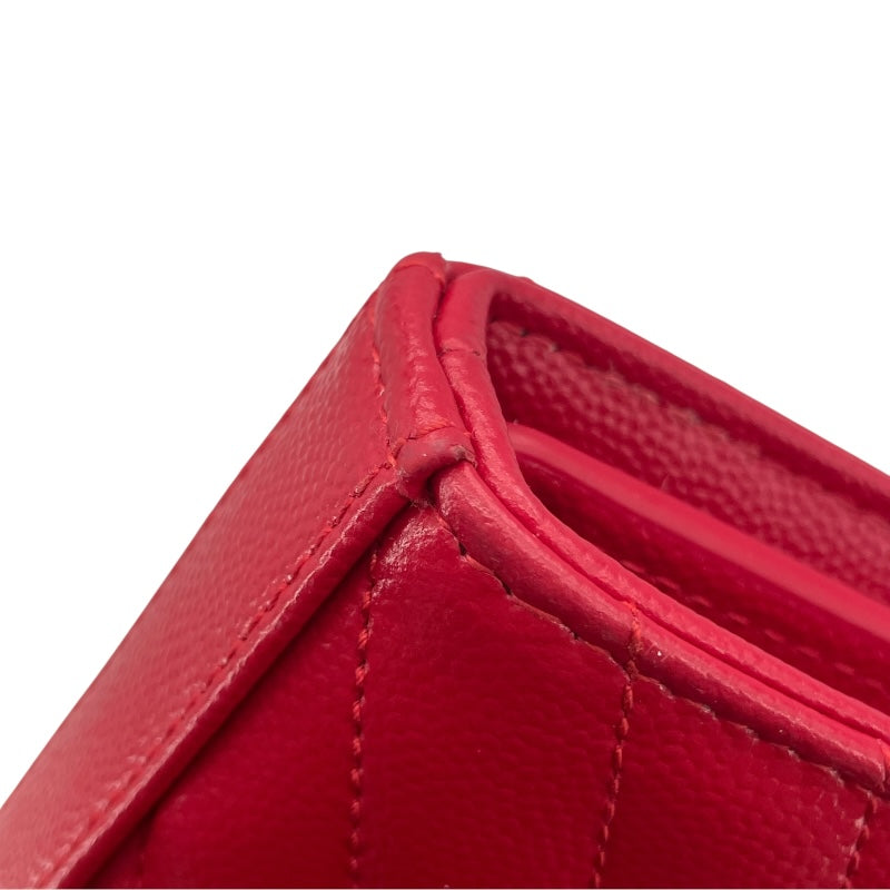 サンローラン SAINT LAURENT カサンドラチェーンウォレット 377828 レッド GD金具 グレインレザー レディース ウォレットチェーン