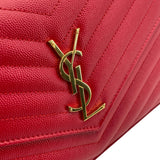 サンローラン SAINT LAURENT カサンドラチェーンウォレット 377828 レッド GD金具 グレインレザー レディース ウォレットチェーン