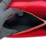 サンローラン SAINT LAURENT カサンドラチェーンウォレット 377828 レッド GD金具 グレインレザー レディース ウォレットチェーン
