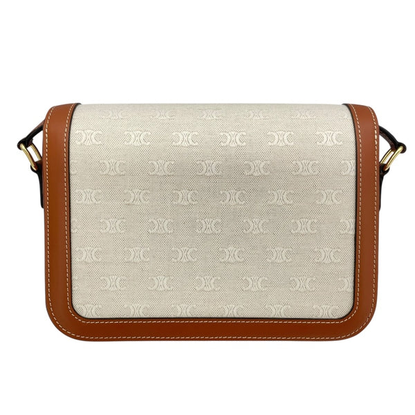セリーヌ CELINE クラシックトリオンフバッグ 191242 アイボリーxタン GD金具 キャンバス/カーフ レディース ショルダーバッグ