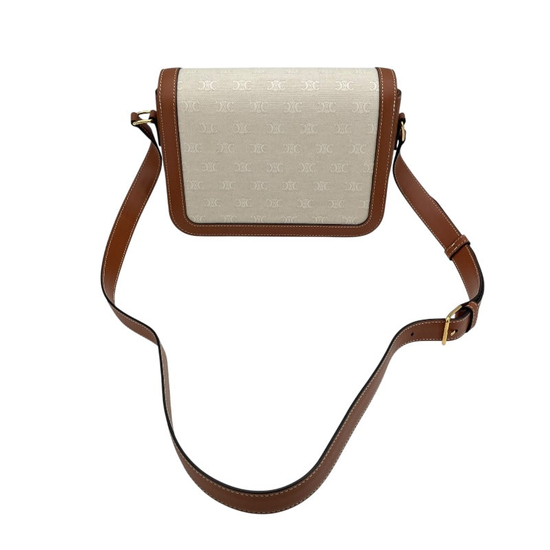 セリーヌ CELINE クラシックトリオンフバッグ 191242 アイボリーxタン GD金具 キャンバス/カーフ レディース ショルダーバッグ