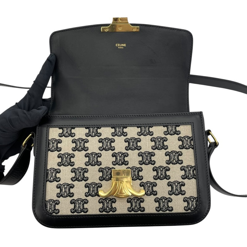 セリーヌ CELINE ティーントリオンフ バッグ 188882DBA.38NO アイボリーxブラック GD金具 キャンバス/レザー レディース ショルダーバッグ
