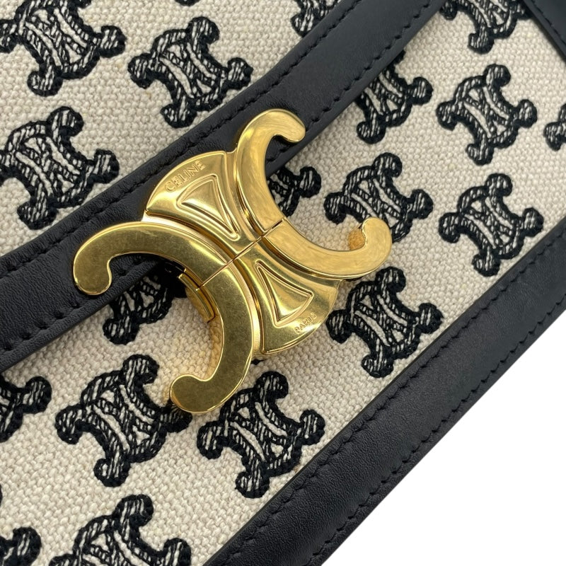 セリーヌ CELINE ティーントリオンフ バッグ 188882DBA.38NO アイボリーxブラック GD金具 キャンバス/レザー レディース ショルダーバッグ