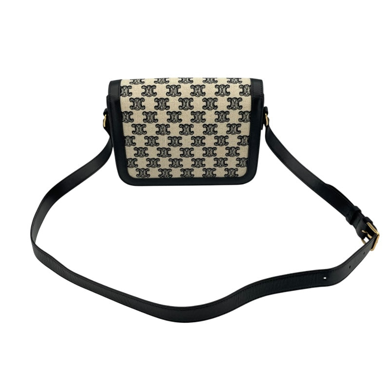 セリーヌ CELINE ティーントリオンフ バッグ 188882DBA.38NO アイボリーxブラック GD金具 キャンバス/レザー レディース ショルダーバッグ