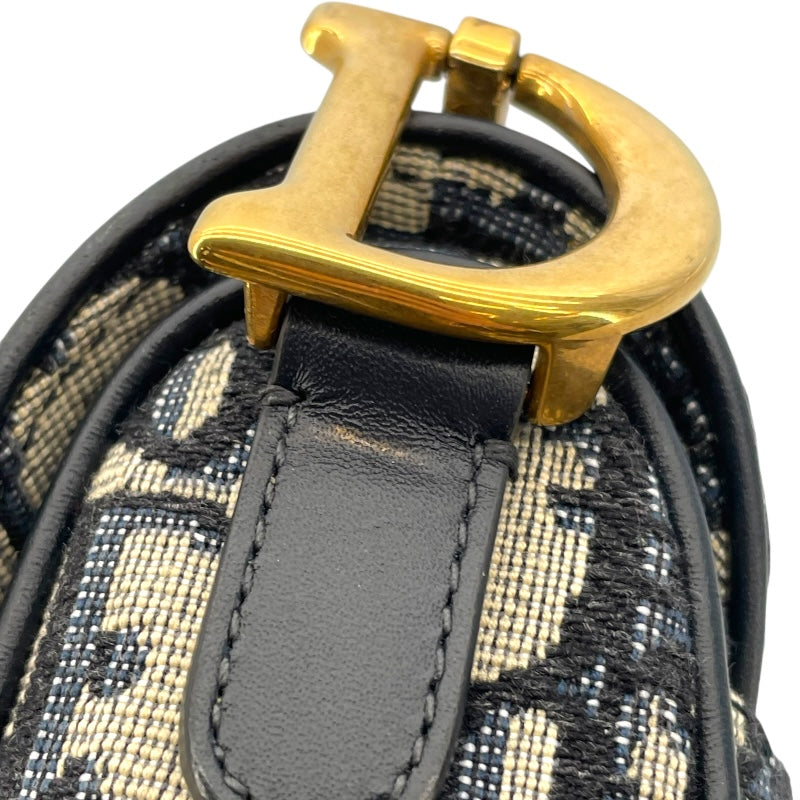 クリスチャン・ディオール Christian Dior サドルバッグミニ M0447CTZQ ネイビー アイボリー GD金具 オブリークジャガード レディース ショルダーバッグ