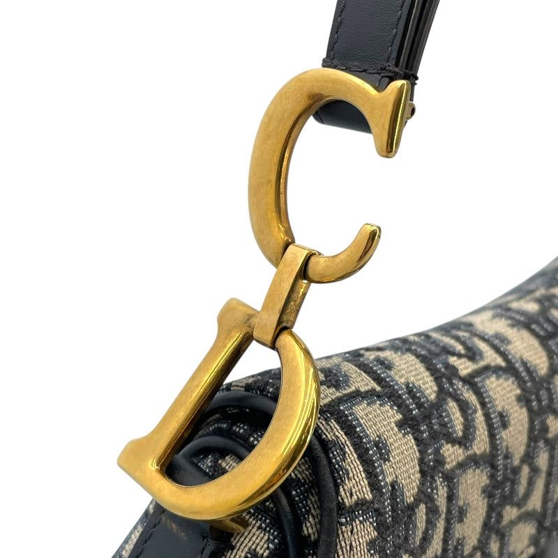 クリスチャン・ディオール Christian Dior サドルバッグミニ M0447CTZQ ネイビー アイボリー GD金具 オブリークジャガード レディース ショルダーバッグ