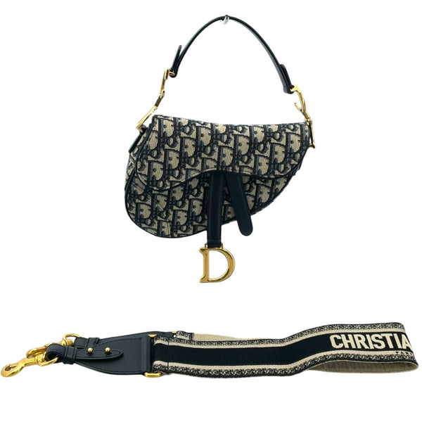 クリスチャン・ディオール Christian Dior サドルバッグミニ M0447CTZQ ネイビー アイボリー GD金具 オブリークジャガード レディース ショルダーバッグ