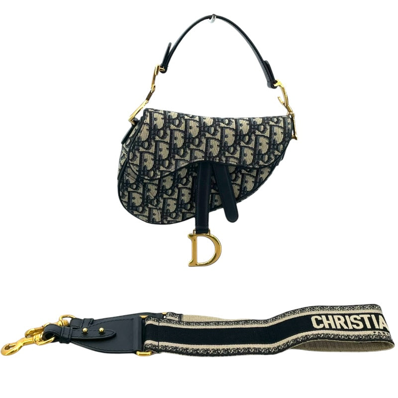 クリスチャン・ディオール Christian Dior サドルバッグミニ M0447CTZQ ネイビー アイボリー GD金具 オブリークジャガード レディース ショルダーバッグ