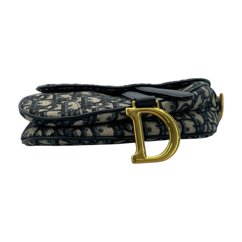 クリスチャン・ディオール Christian Dior サドルバッグミニ M0447CTZQ ネイビー アイボリー GD金具 オブリークジャガード レディース ショルダーバッグ