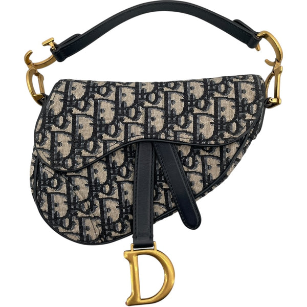 クリスチャン・ディオール Christian Dior サドルバッグ ミニ M0447CTZQ ネイビー アイボリー GD金具 オブリークジャガード レディース ハンドバッグ