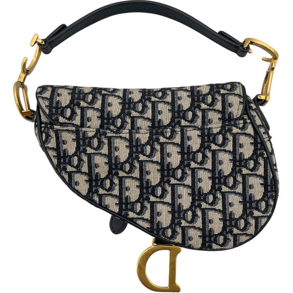 クリスチャン・ディオール Christian Dior サドルバッグ ミニ M0447CTZQ ネイビー アイボリー GD金具 オブリークジャガード レディース ハンドバッグ
