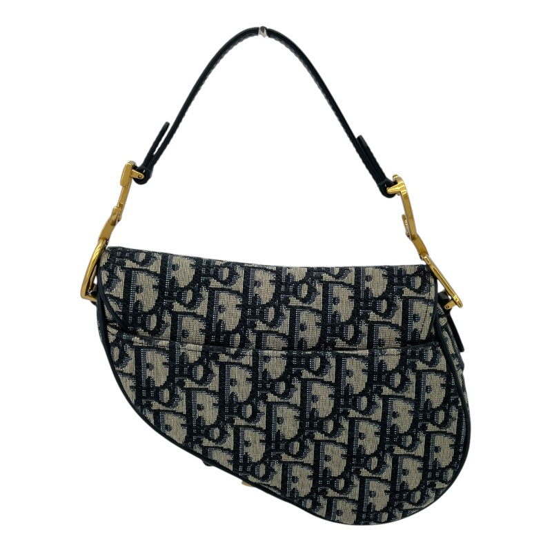 クリスチャン・ディオール Christian Dior サドルバッグ ミニ M0447CTZQ ネイビー アイボリー GD金具 オブリークジャガード レディース ハンドバッグ