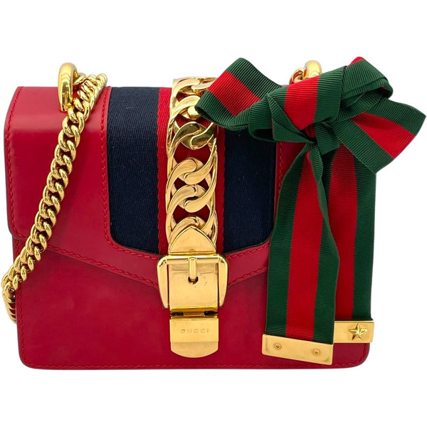 グッチ GUCCI シルヴィ ミニチェーンバッグ 431666 レッド レザー/キャンバス レディース ショルダーバッグ
