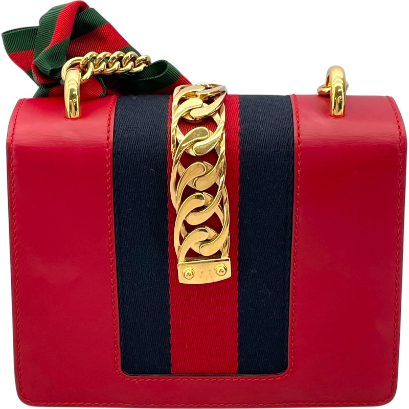 グッチ GUCCI シルヴィ ミニチェーンバッグ 431666 レッド レザー/キャンバス レディース ショルダーバッグ