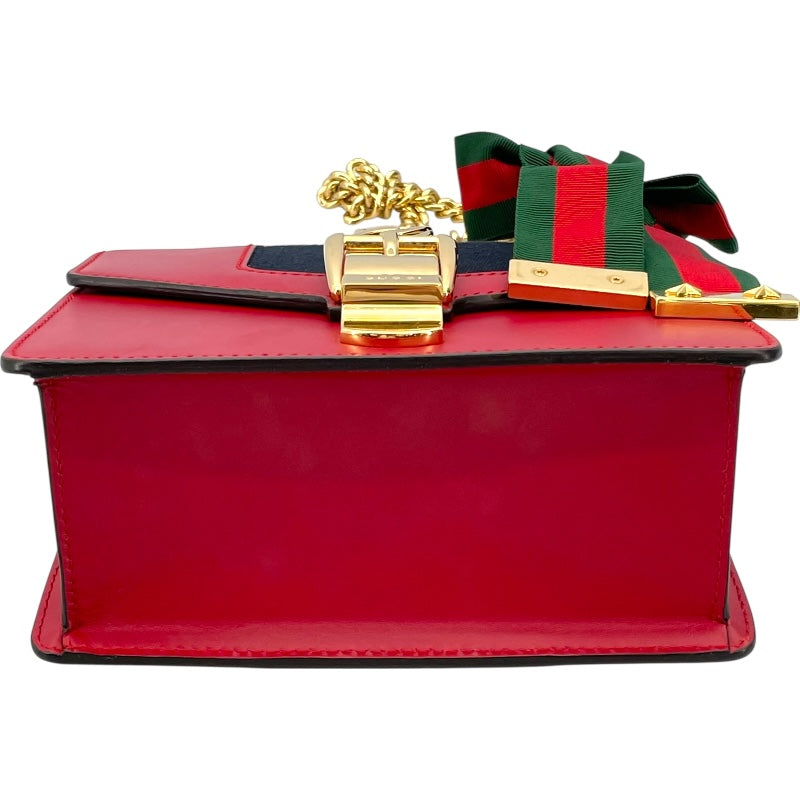 グッチ GUCCI シルヴィ ミニチェーンバッグ 431666 レッド レザー/キャンバス レディース ショルダーバッグ