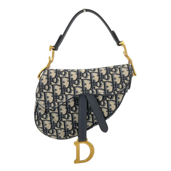 クリスチャン・ディオール Christian Dior サドルバッグ ミニ MO447CTZQ ネイビー　ゴールド金具 オブリークジャカード レディース ハンドバッグ