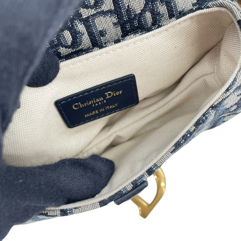 クリスチャン・ディオール Christian Dior サドルバッグ ミニ MO447CTZQ ネイビー　ゴールド金具 オブリークジャカード レディース ハンドバッグ