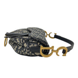 クリスチャン・ディオール Christian Dior サドルバッグ ミニ MO447CTZQ ネイビー　ゴールド金具 オブリークジャカード レディース ハンドバッグ