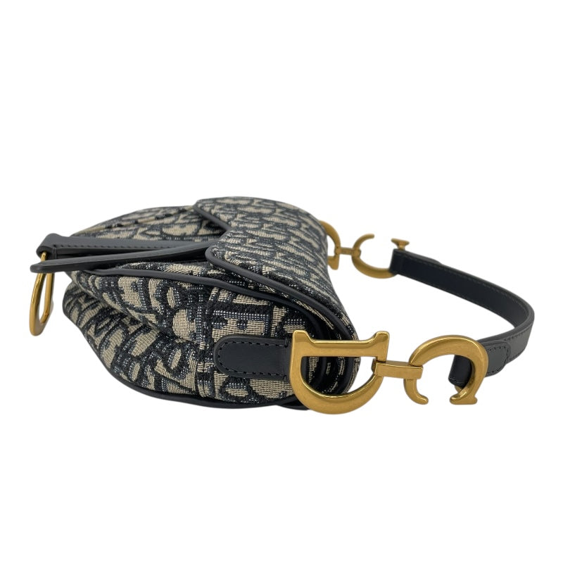 クリスチャン・ディオール Christian Dior サドルバッグ ミニ MO447CTZQ ネイビー　ゴールド金具 オブリークジャカード レディース ハンドバッグ