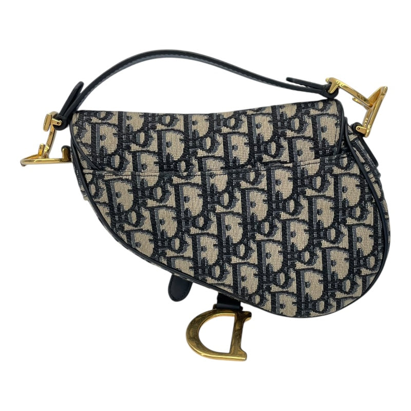 クリスチャン・ディオール Christian Dior ミニサドルバッグ M0447CTZQ ネイビー アイボリー GD金具 オブリークジャガード レディース ハンドバッグ