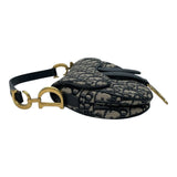 クリスチャン・ディオール Christian Dior ミニサドルバッグ M0447CTZQ ネイビー アイボリー GD金具 オブリークジャガード レディース ハンドバッグ