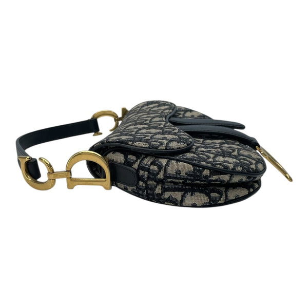 クリスチャン・ディオール Christian Dior ミニサドルバッグ M0447CTZQ ネイビー アイボリー GD金具 オブリークジャガード レディース ハンドバッグ