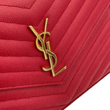 サンローラン SAINT LAURENT エンベローブ チェーンウォレット 377828 レッド グレインレザー レディース ウォレットチェーン