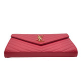 サンローラン SAINT LAURENT エンベローブ チェーンウォレット 377828 レッド グレインレザー レディース ウォレットチェーン