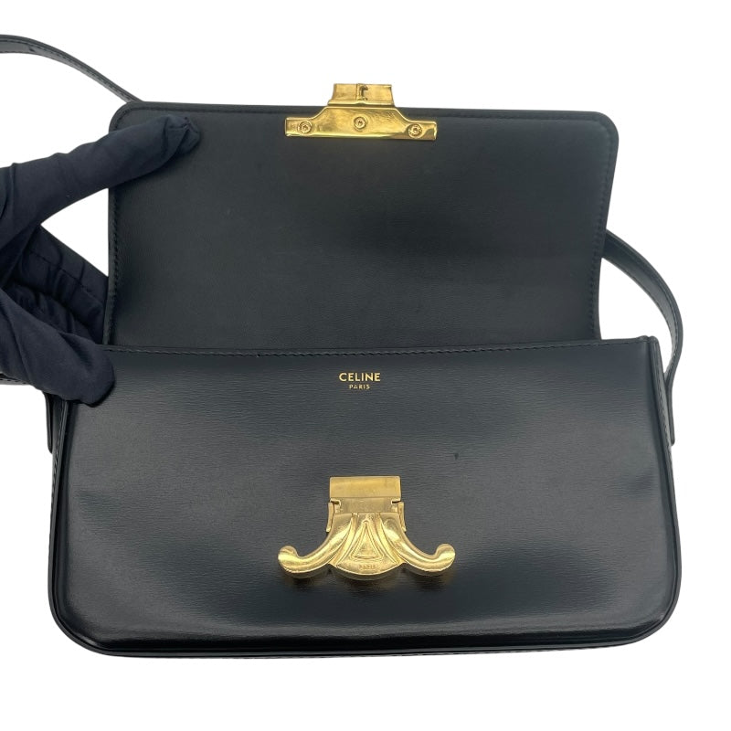 セリーヌ CELINE ショルダーバッグ クロード 194143 ブラック GD金具 シャイニーカーフ レディース ショルダーバッグ