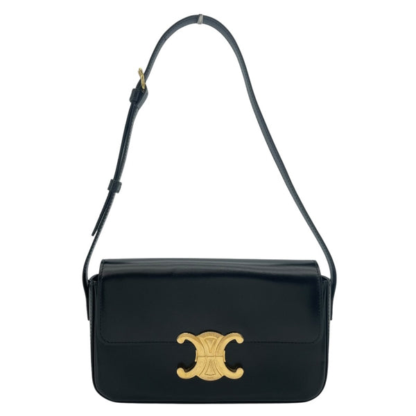 セリーヌ CELINE ショルダーバッグ クロード 194143 ブラック GD金具 シャイニーカーフ レディース ショルダーバッグ