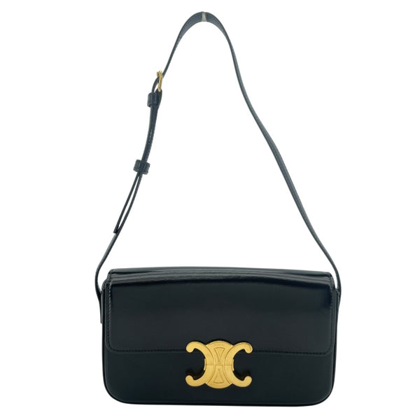 セリーヌ CELINE ショルダーバッグ クロード 194143 ブラック GD金具 シャイニーカーフ レディース ショルダーバッグ