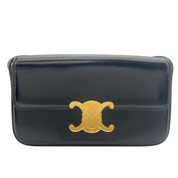 セリーヌ CELINE ショルダーバッグ クロード 194143 ブラック GD金具 シャイニーカーフ レディース ショルダーバッグ