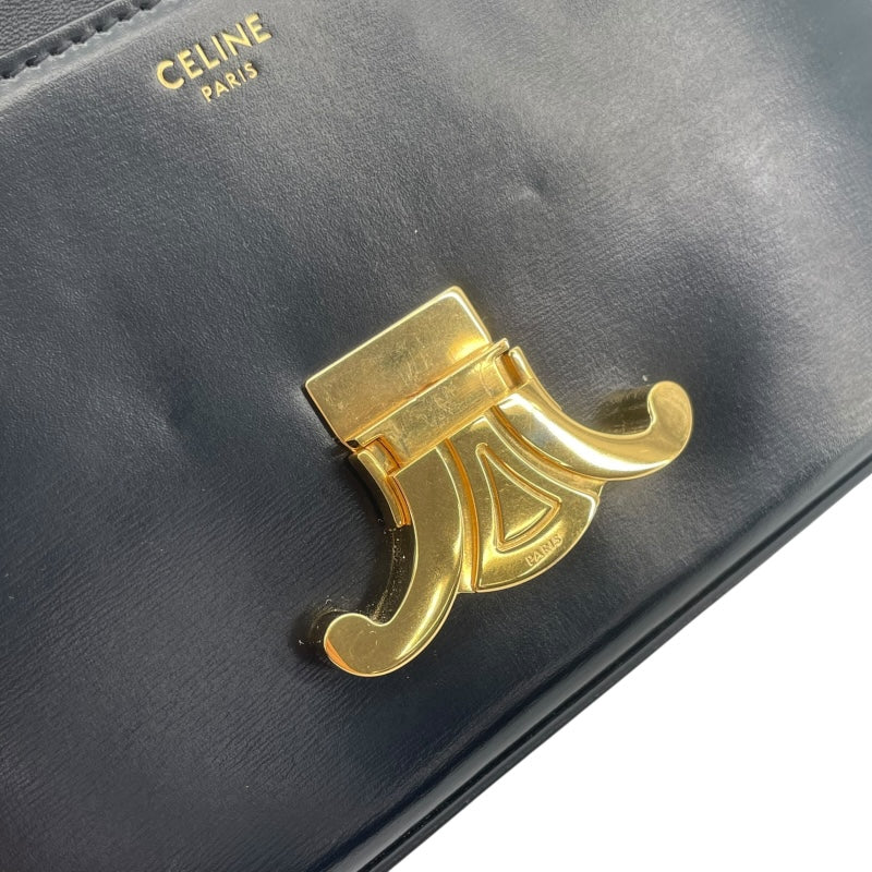 セリーヌ CELINE ショルダーバッグ クロード 194143 ブラック GD金具 シャイニーカーフ レディース ショルダーバッグ