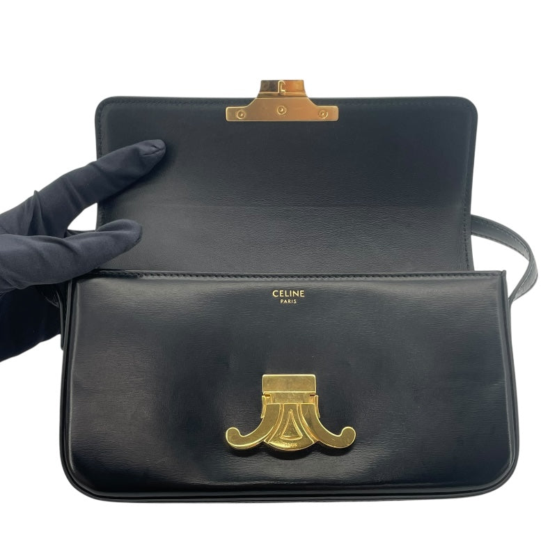 セリーヌ CELINE ショルダーバッグ クロード 194143 ブラック GD金具 シャイニーカーフ レディース ショルダーバッグ