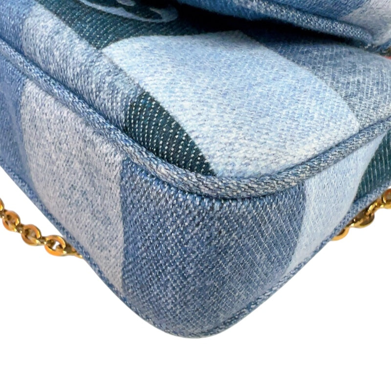 ルイ・ヴィトン LOUIS VUITTON ミュルティ・ポシェット アクセソワール M44990 ブルー　ゴールド金具 モノグラム・デニム レディース ショルダーバッグ