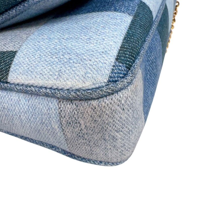 ルイ・ヴィトン LOUIS VUITTON ミュルティ・ポシェット アクセソワール M44990 ブルー　ゴールド金具 モノグラム・デニム レディース ショルダーバッグ