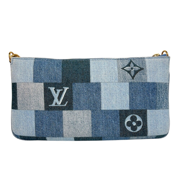 ルイ・ヴィトン LOUIS VUITTON ミュルティ・ポシェット アクセソワール M44990 ブルー　ゴールド金具 モノグラム・デニム レディース ショルダーバッグ