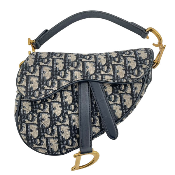 クリスチャン・ディオール Christian Dior サドルバッグミニ M0456CTZQ アイボリーxネイビー GD金具 オブリークキャンバス レディース ハンドバッグ