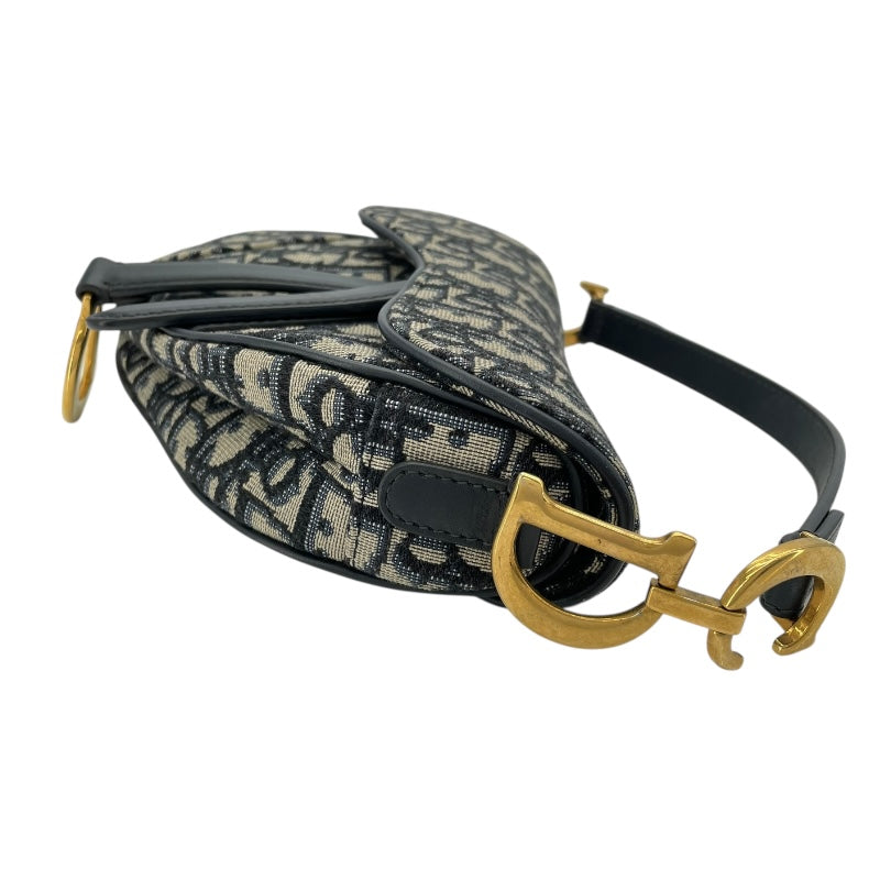 クリスチャン・ディオール Christian Dior サドルバッグミニ M0456CTZQ アイボリーxネイビー GD金具 オブリークキャンバス レディース ハンドバッグ