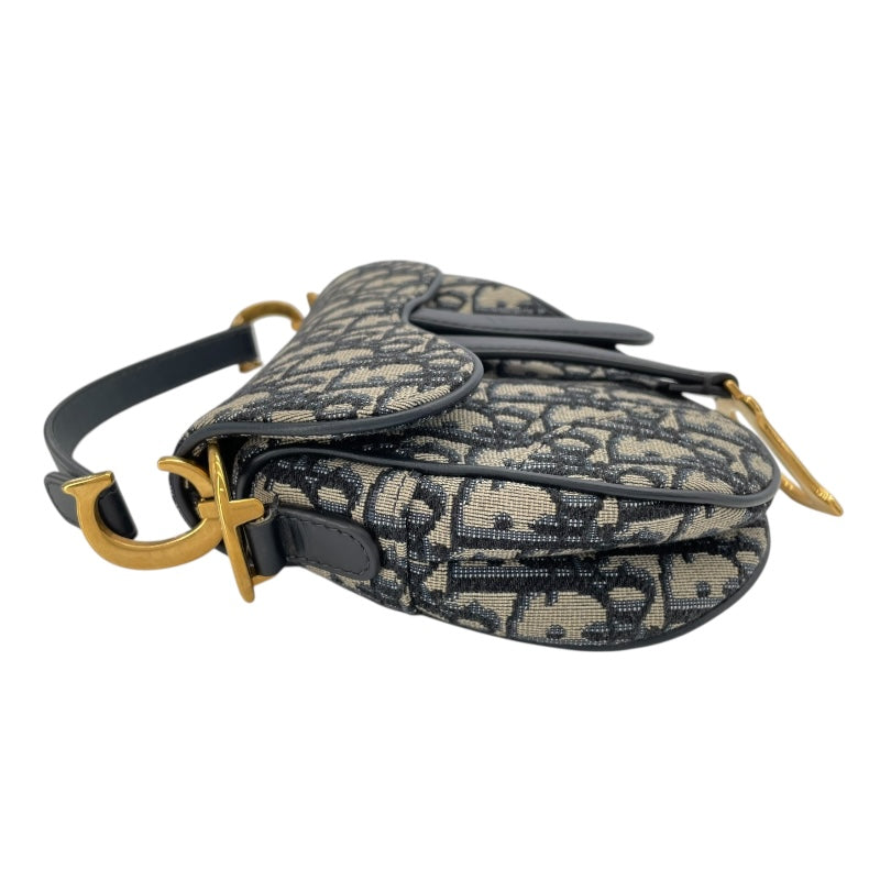 クリスチャン・ディオール Christian Dior サドルバッグミニ M0456CTZQ アイボリーxネイビー GD金具 オブリークキャンバス レディース ハンドバッグ