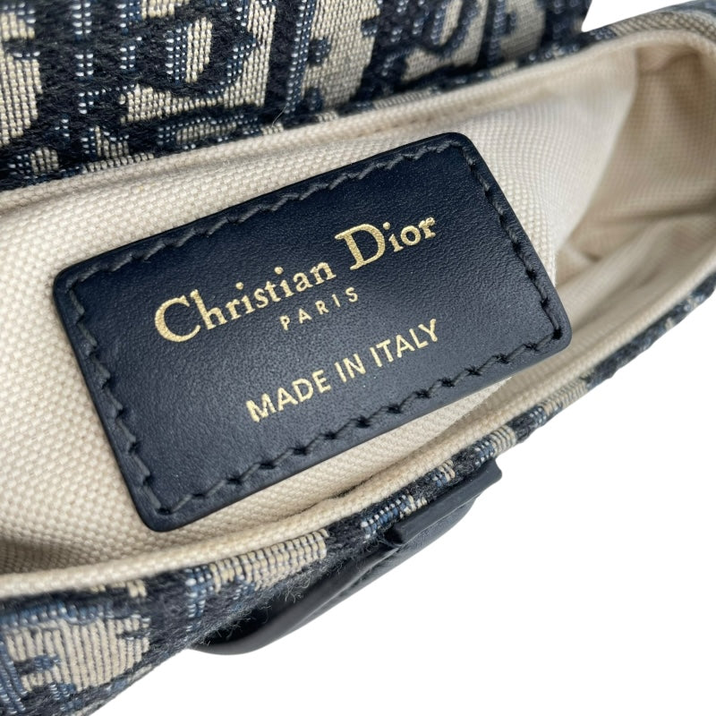クリスチャン・ディオール Christian Dior サドルバッグミニ M0456CTZQ アイボリーxネイビー GD金具 オブリークキャンバス レディース ハンドバッグ