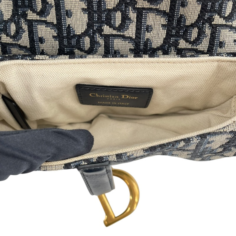 クリスチャン・ディオール Christian Dior サドルバッグミニ M0456CTZQ アイボリーxネイビー GD金具 オブリークキャンバス レディース ハンドバッグ