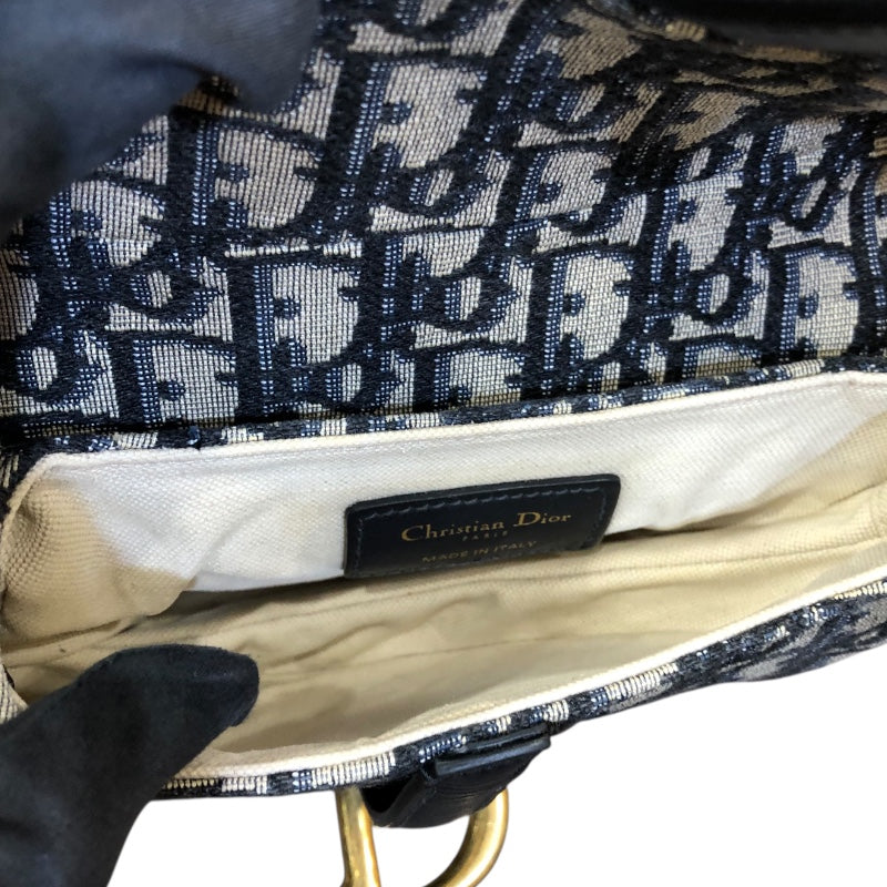 クリスチャン・ディオール Christian Dior サドルバッグミニ M0447CTZQ ネイビー/ゴールド金具 オブリークジャガード レディース ハンドバッグ