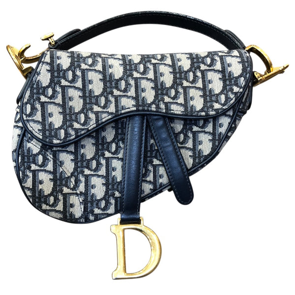 クリスチャン・ディオール Christian Dior サドルバッグミニ M0447CTZQ ネイビー/ゴールド金具 オブリークジャガード レディース ハンドバッグ