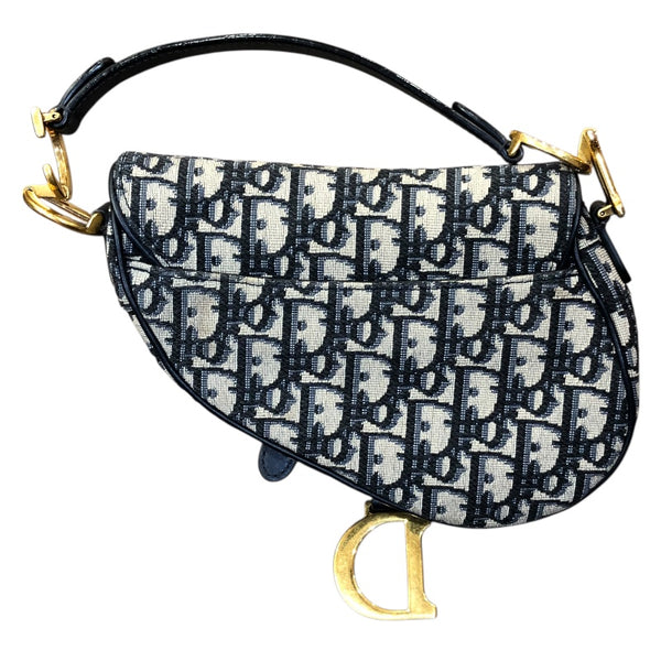 クリスチャン・ディオール Christian Dior サドルバッグミニ M0447CTZQ ネイビー/ゴールド金具 オブリークジャガード レディース ハンドバッグ