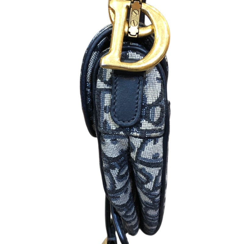 クリスチャン・ディオール Christian Dior サドルバッグミニ M0447CTZQ ネイビー/ゴールド金具 オブリークジャガード レディース ハンドバッグ
